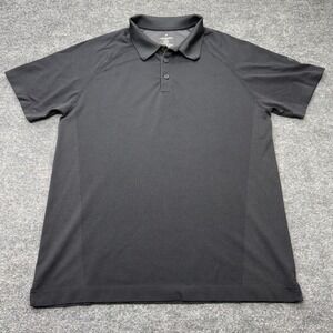 Fabletics Mens The Training Polo Black Short Sleeve Raglan Athletic Shirt Size L